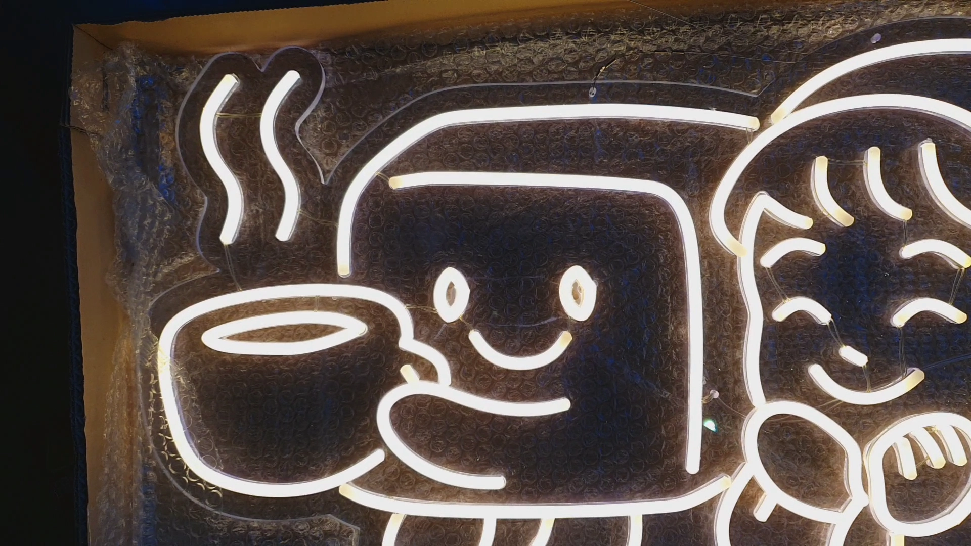 마시멜로 웜화이트 LED 네온 점등 색감